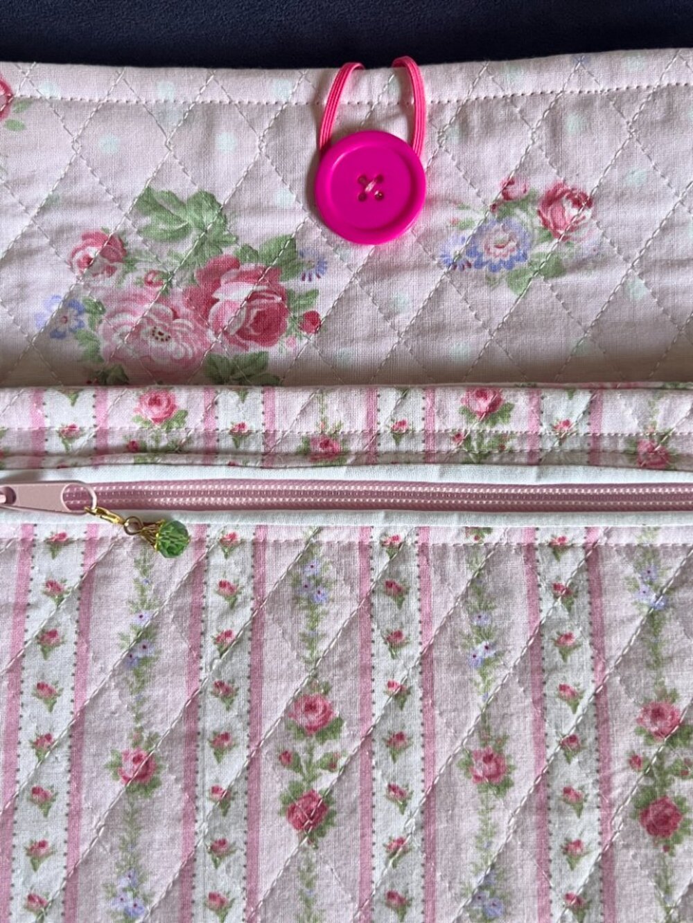 NWOT Handmade Quilted Large Book Sleeve, Dual Pockets, Fabric Bookmark - Picture 3 of 14